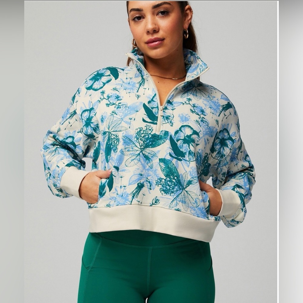 Fabletics Year Round‎ Terry Half Zip Sweatshirt Size L